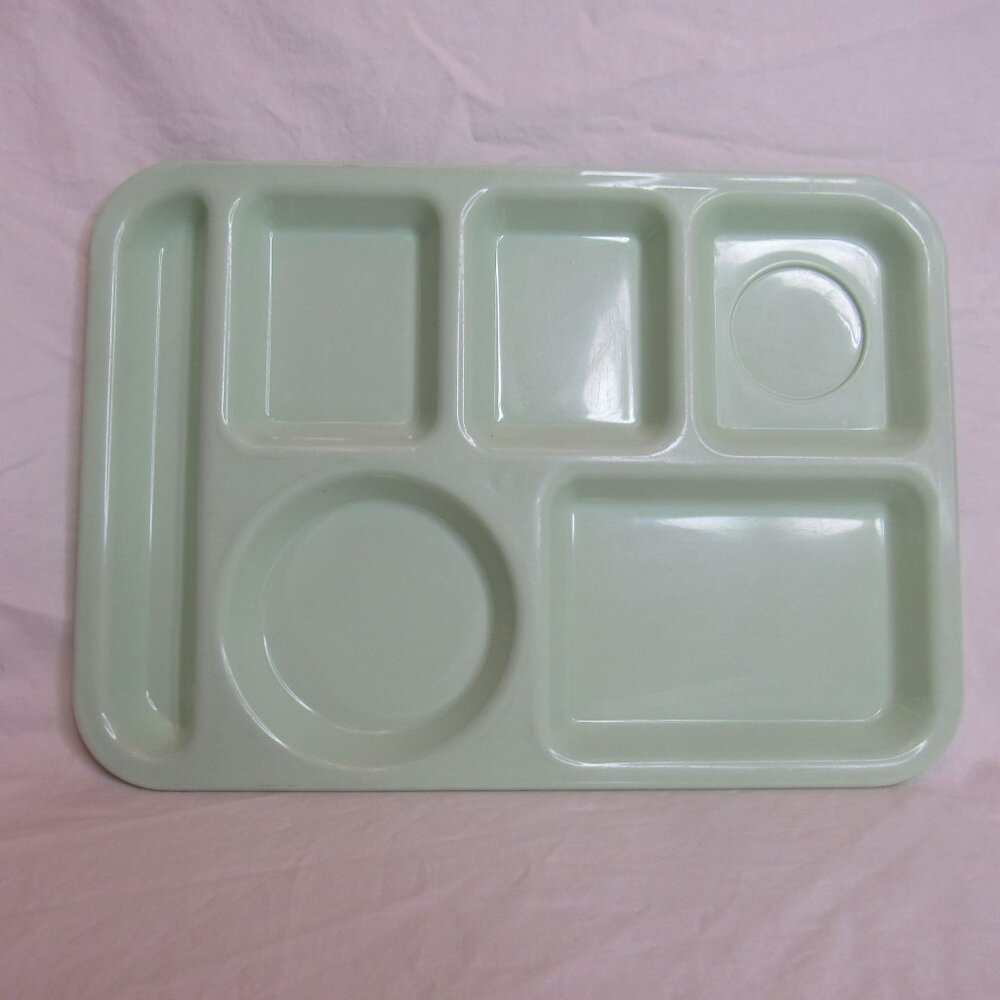 Vintage SiLite School Divided Lunch Cafeteria Tray Green Lot of 8 Trays